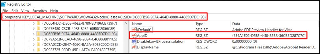 PDF Preview Handler registry